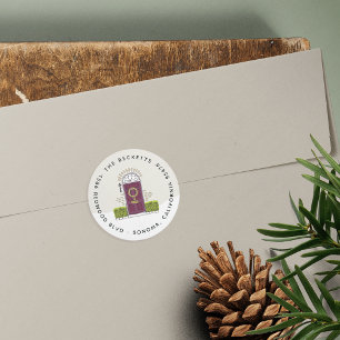 Sticker Rond Purple Door Holiday Adresse de retour