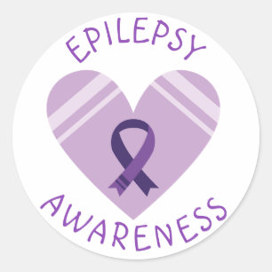 Sticker Rond Purple Epilepsie Sensibilisation Heart Ribbon Supp
