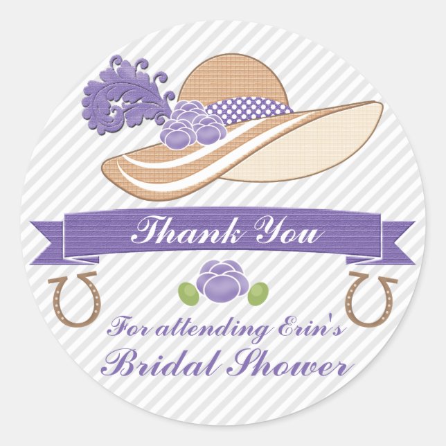STICKER ROND PURPLE ET GRIS DERBY THÈME DOUCHE MERCI (Devant)