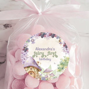 Sticker Rond Purple Fairy First Berry First Birday