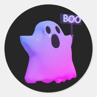 Sticker Rond Purple ghost 3d