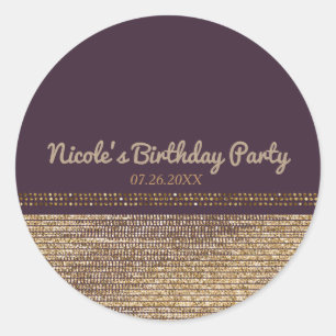 Sticker Rond Purple Gold Chic Sparkling Glam Party Favoriser