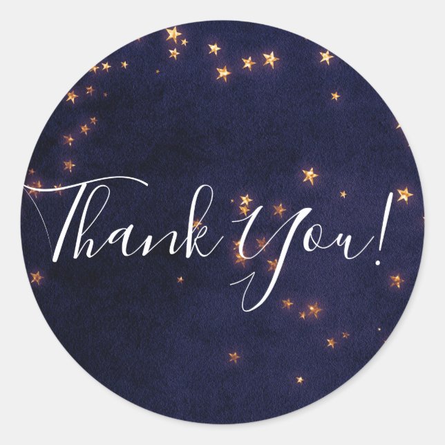 Sticker Rond Purple & Gold Stars Celestial Sky Party Favoriser (Devant)