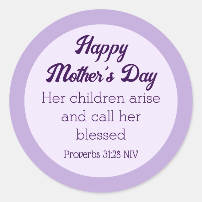 Sticker Rond Purple Happy Mother's Day Bible Verse Simple (Devant)