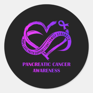 Sticker Rond Purple Heart Hope Amour Foi Pancréatique Cancer Aw