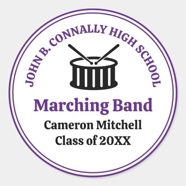 Sticker Rond Purple High School Marching Band Personnalisé Part (Devant)