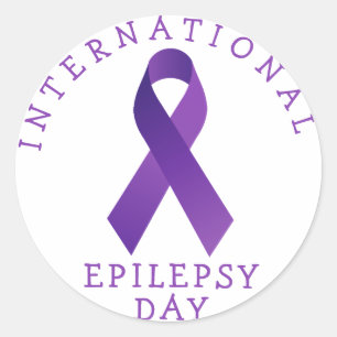 Sticker Rond Purple International Epilepsie Day Ribbon Support
