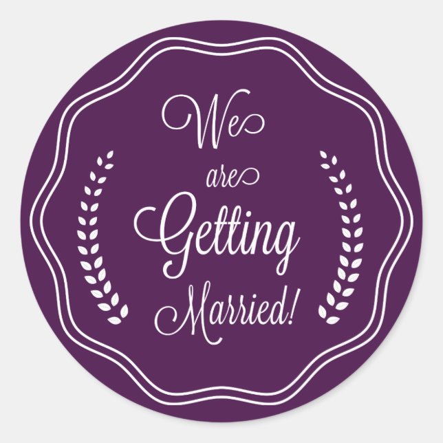 Sticker Rond Purple Joli Sceau de script Enregistrer la date (Devant)