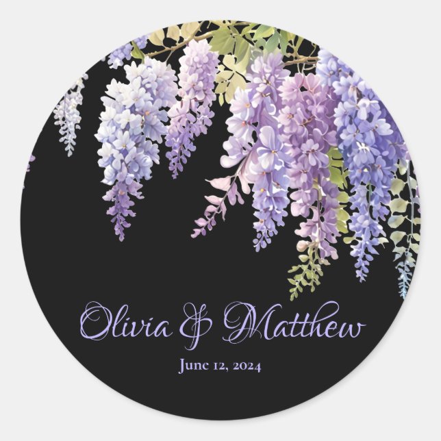 Sticker Rond Purple lavande aquarelle glycine florale lilas (Devant)