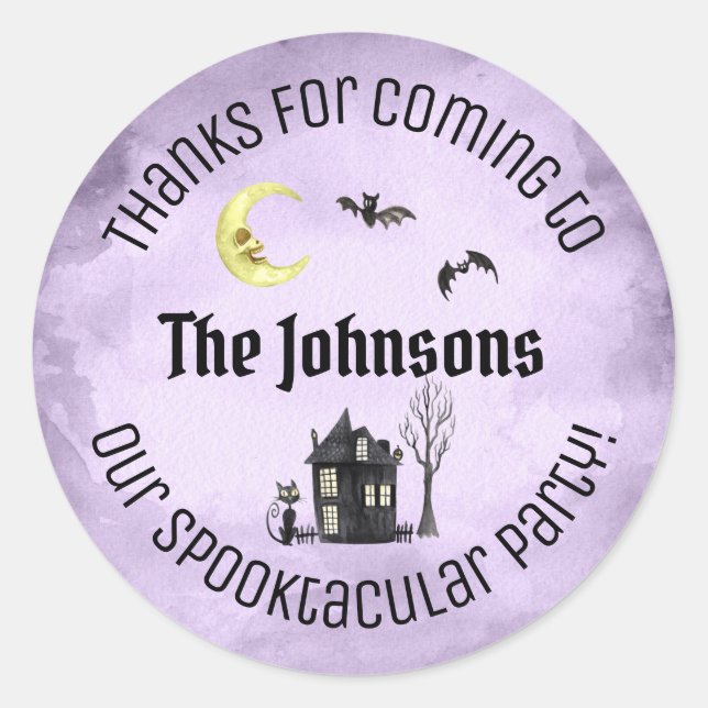 Sticker Rond Purple Merci Venant Spooktacular Halloween Favor (Devant)