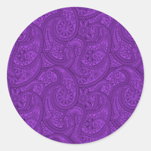 Sticker Rond Purple Paisley