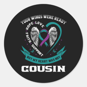 Sticker Rond Purple Ribbon Ailes Prévention du suicide C