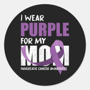 Sticker Rond Purple Ribbon Fighter Maman Pancreatic Cancer Awar