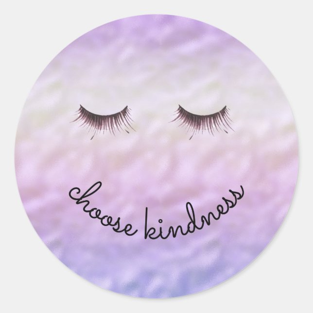 Sticker Rond Purple rose Ombre noir cils doux (Devant)