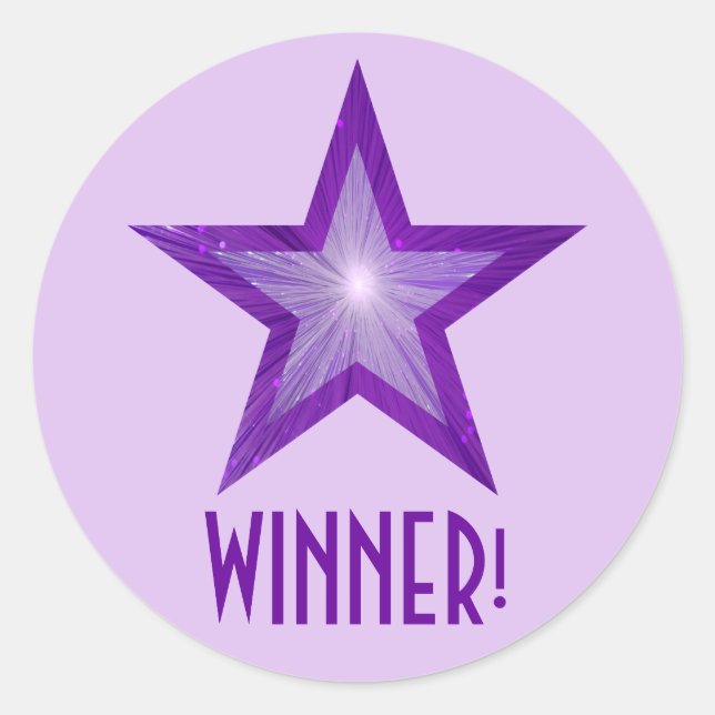 Sticker Rond Purple Star 'WINNER' rond violet pâle violet (Devant)