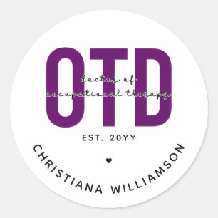 Sticker Rond Purple sur mesure OTD Docteur en ergothérapie