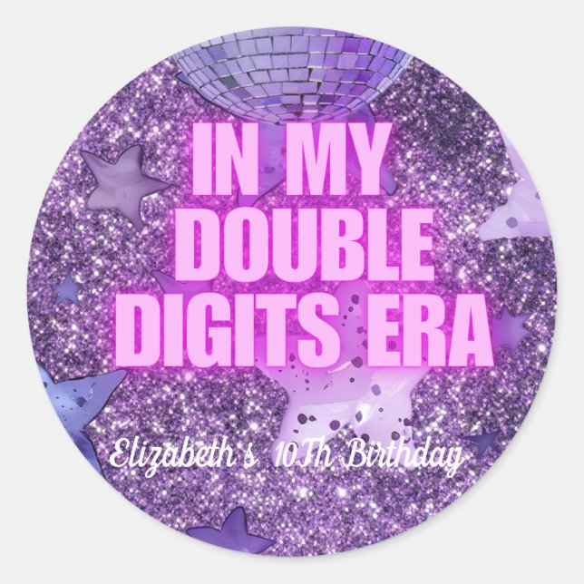 Sticker Rond Purple Trendy Dans Mes Double Chiffres Era Anniver (Devant)
