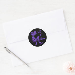 Sticker Rond Purple Trex le Boss Dino