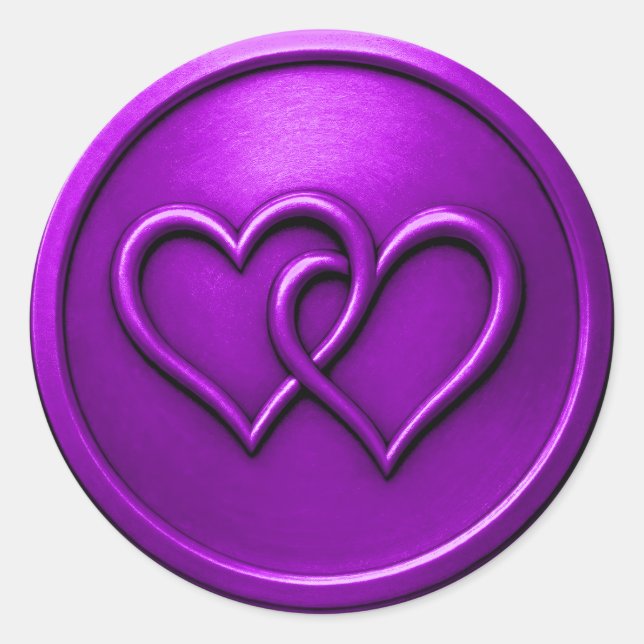 Sticker Rond Purple Two Hearts Intertwined Wedding (Devant)