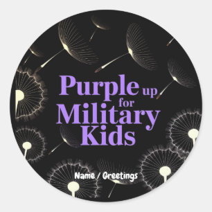 Sticker Rond Purple Up for Military Kids Dandelion Show Support