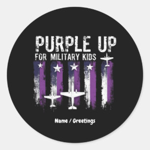 Sticker Rond Purple Up For Military Kids Drapeau Montrez Votre