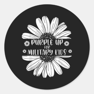 Sticker Rond Purple Up For Military Kids Military Child Mois