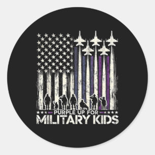 Sticker Rond Purple Up For Military Kids - Mois De La Militar