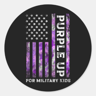 Sticker Rond Purple Up For Military Kids Us Drapeau Militaire C