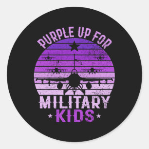 Sticker Rond Purple Up For Military Military Child Moth 2023