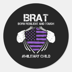 Sticker Rond Purple Up Militaire Enfants Brat Né Résilient