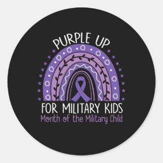 Sticker Rond Purple Up Militaire Mois Enfant Rainbow Ribbon Pur