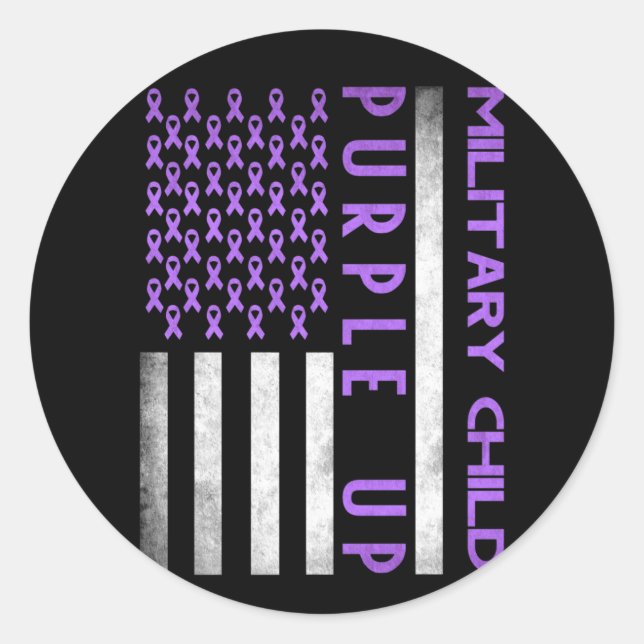 Sticker Rond Purple Up Month Of Military Child Kids Awareness (Devant)