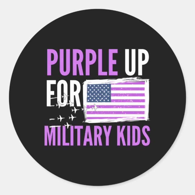 Sticker Rond Purple Up Pour Le Mois Militaire Soldat Militaire  (Devant)