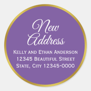 Sticker Rond Purple, White et Faux Gold Nouvelle adresse