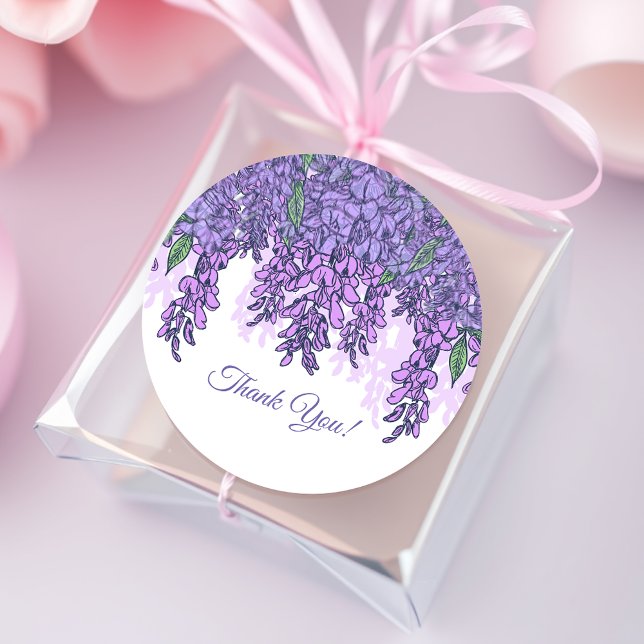 Sticker Rond Purple Wisteria Favoriser Merci (Créateur téléchargé)