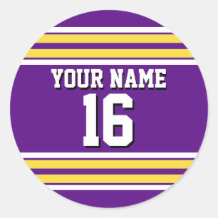Sticker Rond Purple with Yellow White Stripes Team