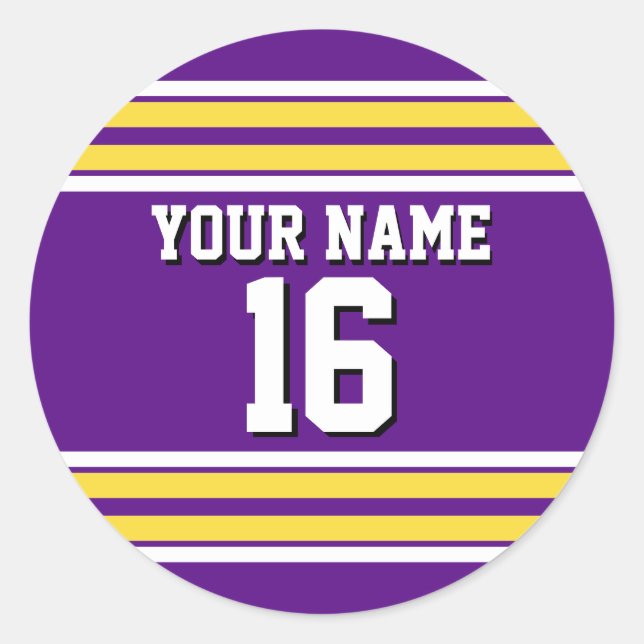 Sticker Rond Purple with Yellow White Stripes Team (Devant)