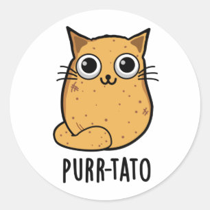Sticker Rond Purr-tato Funny Chat Pun de pomme de terre