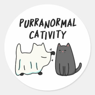 Sticker Rond Purranoral Cativité Funny Halloween Cat Pun