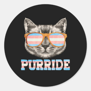 Sticker Rond Purride Cat Pride LGBT Transgenre Drapeau Transgen