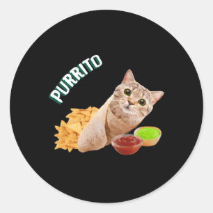 Sticker Rond Purrito Chat Dans Un Burrito
