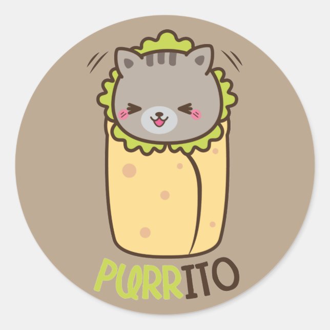 Sticker Rond Purrito Kitty Cat Burrito (Devant)