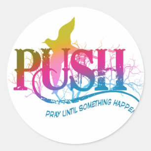 Sticker Rond PUSH arc-en-ciel