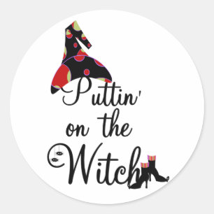 Sticker Rond Puttin' on the Witch Tshirts and Gifts