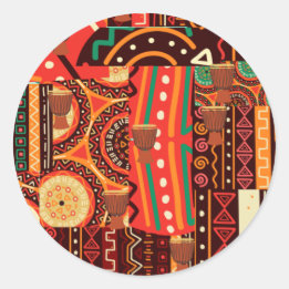 Sticker Rond Puzzle Afrocentré Kente Jigsaw