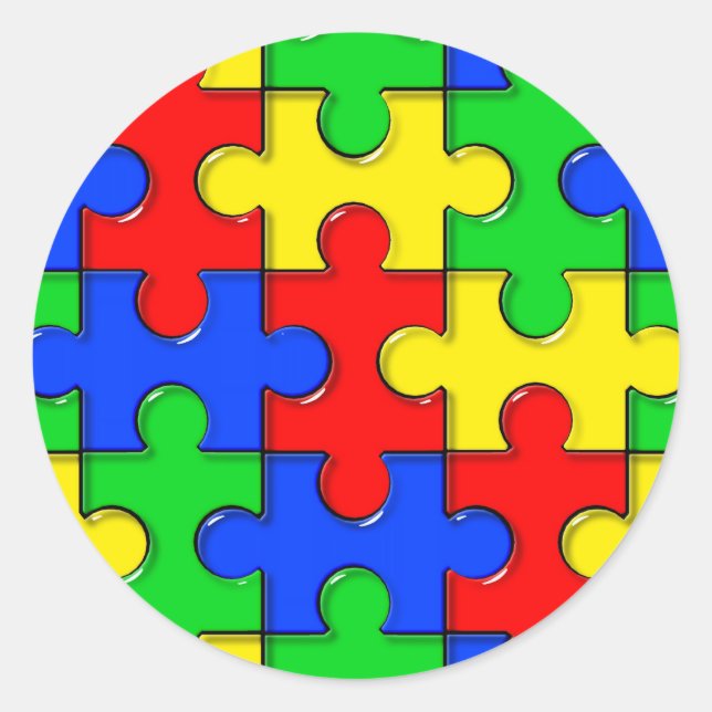Sticker Rond Puzzle de l'autisme (Devant)