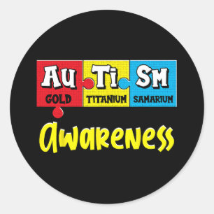 Sticker Rond Puzzle de Sensibilisation sur l'autisme drôle Chim