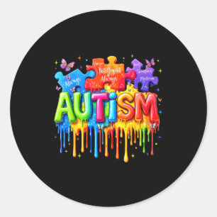 Sticker Rond Puzzle goutte à goutte autistique sensibilisation 