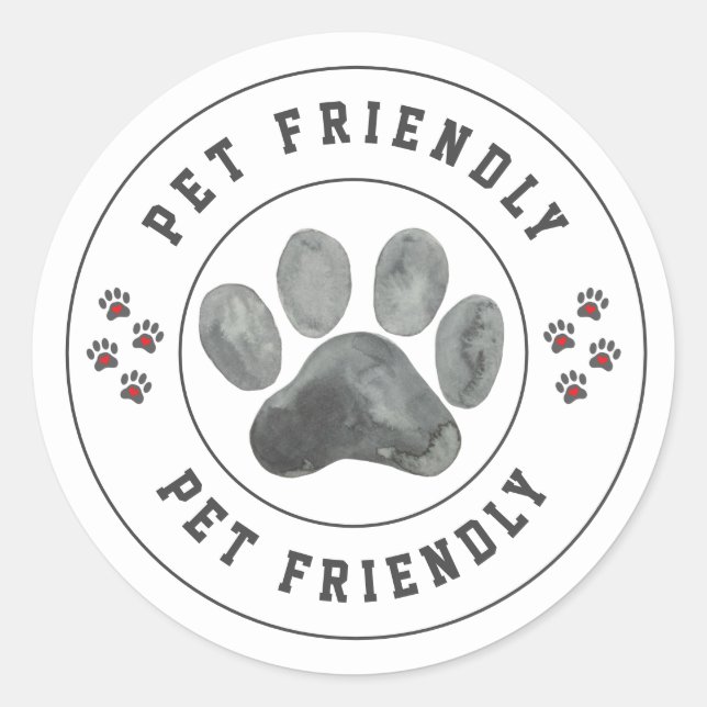 Sticker Rond Pw d'aquarelle conviviale pour animaux (Devant)