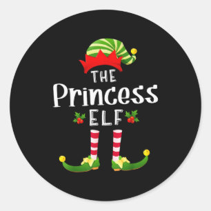 Sticker Rond Pyjama assorti de fête de Noël de l'elfe de Noël p